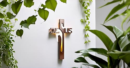 Jesus cross wall decor, handmade, mahogany finish. Stunning!