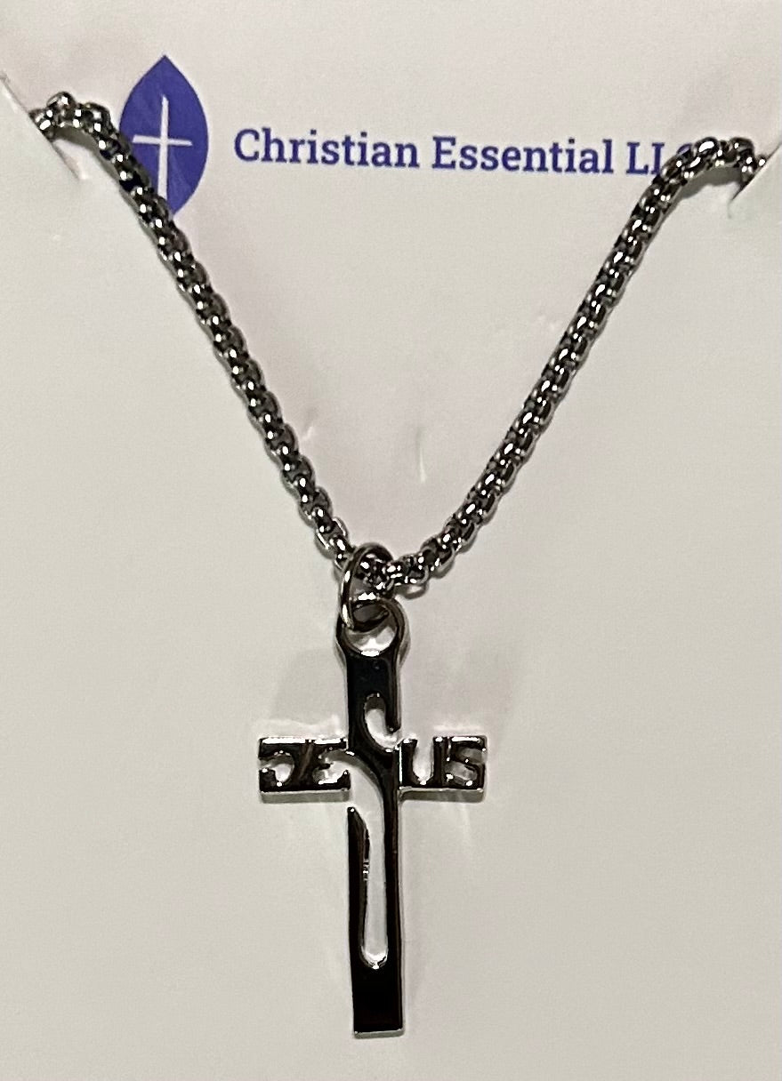 Men's Silver 1tone Cross Necklace