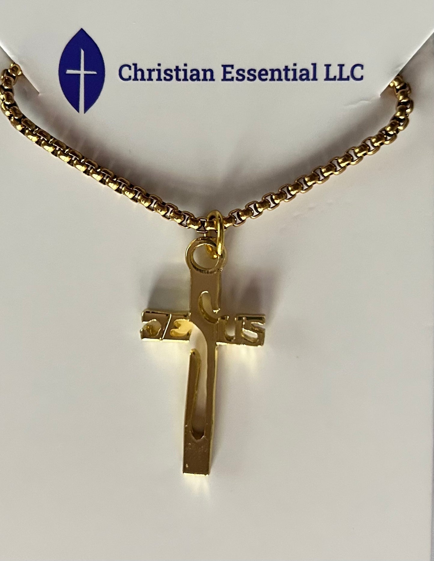 Men's Gold Tone Cross Necklace