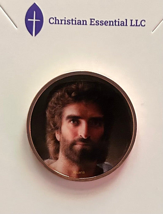 1 oz pocket coin (size of half dollar) features an image of Jesus, helping you keep Him in mind throughout the day